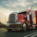The truck runs on the highway with speed. 3d rendering and illus