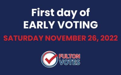 Early voting for the December 6 runoff election will begin on Saturday, November 26, 2022 at 7 a.m.